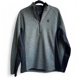 Spyder Men's Black & Grey Outbound Quarter Zip Pullover Sweater